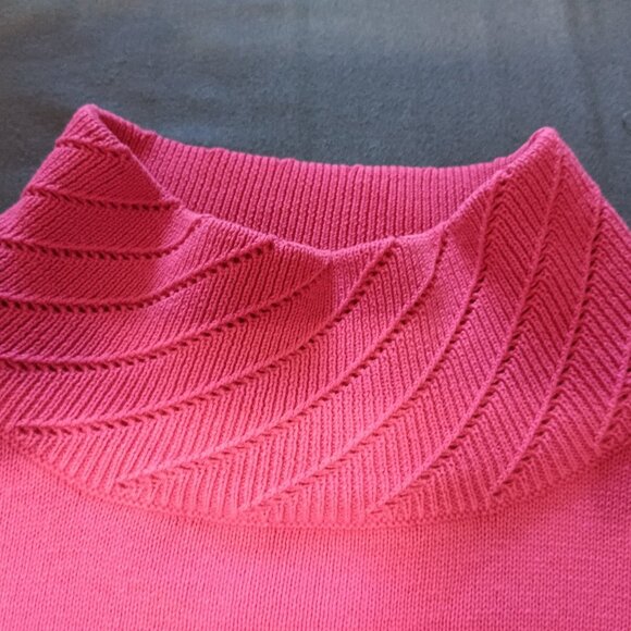 Vintage Cleo Petites Fuchsia Cotton Sweater 90s Stitch Detail Small - Picture 4 of 6